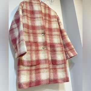 Aritzia Red and Cream Plaid Utility Jacket